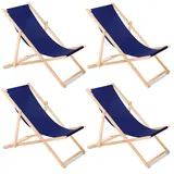 Liegestuhl Strandliege Gartenliege Sonnenliege 4 Stück Navy Buchenholz