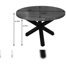 SAM Outillage Esszimmertisch rund 140 cm Akazienholz Natur Silber RUNA