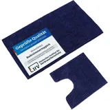 WohnDirect Badematten Set 2 teilig Dunkelblau • WC Vorleger (45x45cm), Badematte (50x80cm) • rutschfest waschbar Badezimmerteppich MIT WC-Ausschnitt