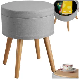 Tectake Sitzhocker Yara gepolstert in Leinenoptik 42,5 x 45,5 x 42,5 cm Grau