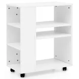KADIMA DESIGN Regalwagen Holz, mit Rollen Schmal Modern, Weiß 60x35x75 cm
