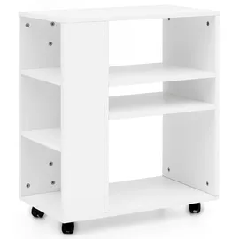KADIMA DESIGN Regalwagen Holz, mit Rollen Schmal Modern, Weiß 60x35x75 cm