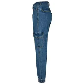 URBAN CLASSICS Organic Stretch Cargo Hochtaillierte Jeans Clear Blue Washed 29