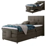 Motor-Boxspringbett - stone - H2 - Schaumtopper - 100x200 cm