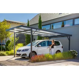 Gutta Carport Premium 3,09 x 5,62 m anthrazit inkl. Seitenwand und Regenrinne