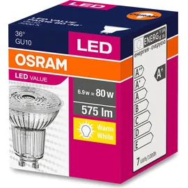 osram homelighting 4058075096646 LED EEK F (A - G) GU10 Reflektor 6.9 W = 80 W Warmweiß (Ø x H) 50 mm x 50 mm 1 St.