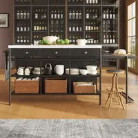Lanki international Odikalo Kücheninsel Ausziehbar Esstisch Schubladen Küchenwagen Sideboard