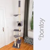 bontoy Kratzbaum Pascha | Deckenhoch | mit 3 Ebenen | Farbe grau | 240cm - 260cm | Sisalstämme mit 9cm Durchmesser | für Deckenhöhe von 240-260cm | weitere Deckenhöhe auf Anfrage