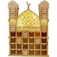 Ramadan-Adventskalender aus Holz 2022 Eid Ramadan Mubarak Adventskalender mit Schubladen 30 Tage Contdown-Kalender Dekorationen