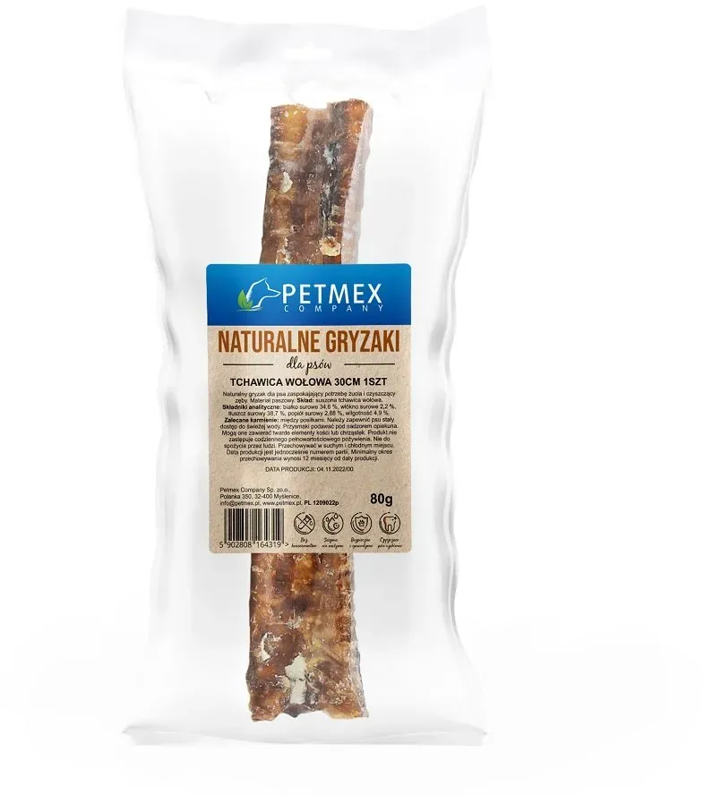 PETMEX Rindfleisch Luftröhre 30cm 1pc natürlichen Hund kauen