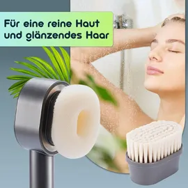 ideoon Ideoon, Duschbrause, 3-in-1 Duschkopf mit Bürste, Schwamm und Wasserspar Funktion - 2 x Premium-Wasserfilter - Wellness Brause für Ihr Spa-Erlebnis
