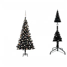 vidaXL Künstlicher Weihnachtsbaum mit LEDs & Kugeln Schwarz 120 cm