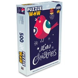MuchoWow Puzzle Vogel – Schnee – Weihnachten – Frohe Weihnachten, 500 Puzzleteile, Foto-Puzzle, Bilderrätsel, Puzzlespiele, Spielzeug bunt