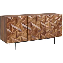 WOHNLING Sideboard 144x72x47 cm Holz Massiv Kommode Anrichte Modern Standschrank