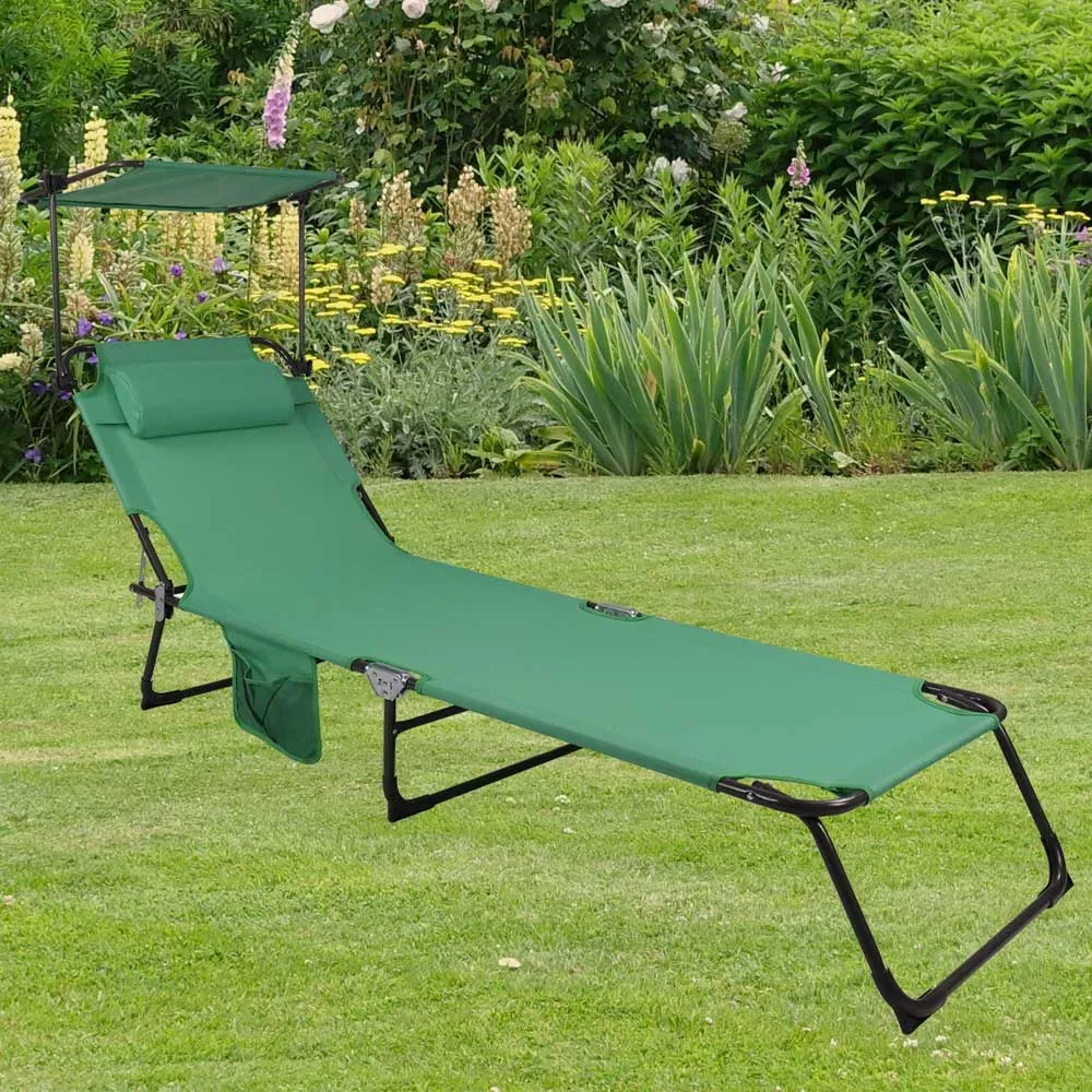 Relax Gartenliege mit Untergestell aus Metall 185 cm tief