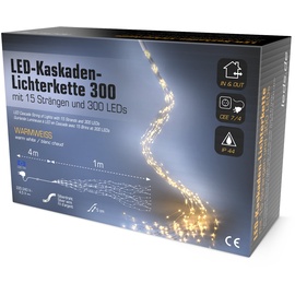 leds.de by LUMITRONIX leds.de Kaskaden-Lichterkette, 15 Stränge, warmweiß, 1m, 300 LEDs,