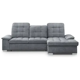 werk2 Ecksofa Carmen, Sofa, Eckcouch mit Schlaffunktion, Bettkasten und Sitztiefenverstellung, grau