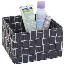 Mendler Aufbewahrungskorb HWC-C37, Dekokorb Korb Körbchen Aufbewahrung Regalkorb Deko 12x19x19cm ~ dunkelgrau