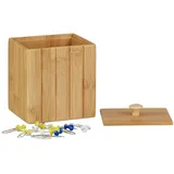 Relaxdays Aufbewahrungsbox mit Deckel, Holzbox klein, Ordnungsbox Bambus, Vorratsdose Holz, HBT: 11,5 x 10 x 8 cm, natur