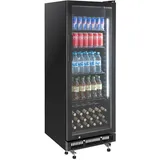 GastroHero Getränkekühlschrank GKSE230 230 Liter Umluftkühlung Glastür LED abschließbar 4 Roste schwarz Gastro Kühlschrank