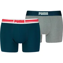 Puma Boxershorts PUMA "PUMA MEN EVERYDAY PLACED LOGO BOXERS 2P", Damen, Gr. XXL, blau (blau, grau melange), Jersey, Obermaterial: 95% Baumwolle, 5% Elasthan, normal, Unterhosen, mit Logo Webbund