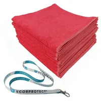 Scorprotect 10x Mikrofasertuch 40x40 cm 300 GSM Rot/Pink + Schlüsselband