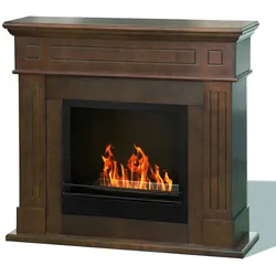 Divina Fire Bioethanol-Kamin Cambridge Boden-Biokamin aus braunem Holz 110x37x102h