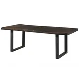 MASSIVMOEBEL24.DE MASSIVMOEBEL24 Baumtisch Mango 220x100x77 grau lackiert / U-Beine anthrazit matt FREEFORM 5 - Grau