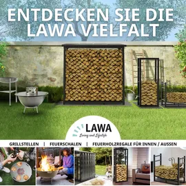 lawa living and lifestyle Kaminholzregal innen + außen Metall verzinkt 60x25x150 Schwarz Feuerholzregal Brennholzregal außen Stapelhilfe Kaminholz Kaminregal