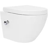 luxebath Spülrandloses Hänge WC Keramik Weiß mit Bidet-Funktion Kurz 49 cm