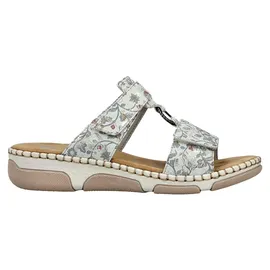 Rieker Damen Pantolette mit T-Riemen und Blumenmuster Weite H 66292, Größe:41 EU, Farbe:Mehrfarbig - Grau - 41