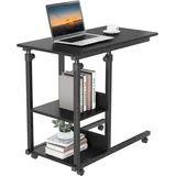 Dripex Beistelltisch Schreibtisch mit Rollen Computertisch Höhenverstellbar Laptoptisch schwarz