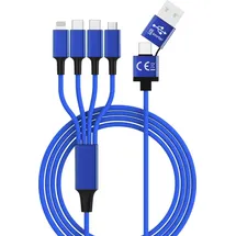 Smrter USB-Ladekabel USB-A Stecker, USB-C® Stecker, USB-C® Stecker, Apple Lightning Stecker, USB-Micro-B Stecker 1.20m Navy-Blau