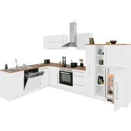 kochstation Winkelküche L-Form 340 cm weiß