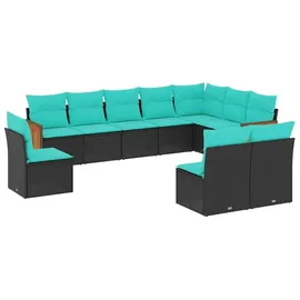 vidaXL Gartensofa-Set 10-tlg. schwarz