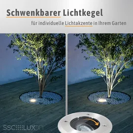 SSC-LUXon LED Bodenstrahler Edelstahl schwenkbar IP67 GU10 3W 230 lm Lieferumfang: 1 Stück silber