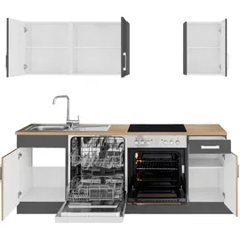 kochstation Küchenzeile KS-Gera 210 cm beige/grau