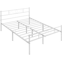 Yaheetech Bettrahmen Metallbett Bettgestell aus Metall, Doppelbett für 140 x 190 cm Matratze, Gästebett für kleine Räume, Weiß