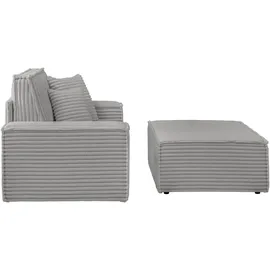 OTTO home Loveseat FINNLEY Cord 120 x 85 x 166 cm Grau mit Hocker