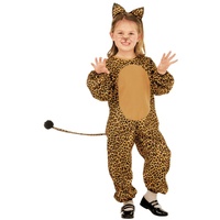 Amakando Katzenkostüm - 110, 3-4 Jahre - Leoparden Kinderkostüm Leopardenkostüm Mädchen Tierkostüm Katze Overall Wildkatze Jumpsuit leoprint Kinder Kostüm Leopard