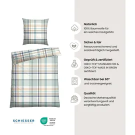 SCHIESSER Bettwäscheset Ezra - Renforcé - 2-teilig - 135 x 200 cm, - Hellpetrol