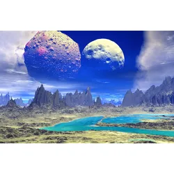 Fototapete PAPERMOON "PLANETEN-FUTURISTISCH WELTRAUM MOND GALAXIE UNIVERSUM", bunt, B:3,50m L:2,60m, Vlies, Tapeten
