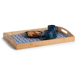 Zeller 25389 Serviertablett Marokko, Bambus/MDF, blau/weiß