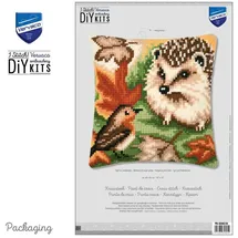 Vervaco Kreativset Vervaco Kreuzstich-Kissen-Set Igel und Rotkehlchen, (Set, Vervaco embroidery Kit), Made in Europe bunt