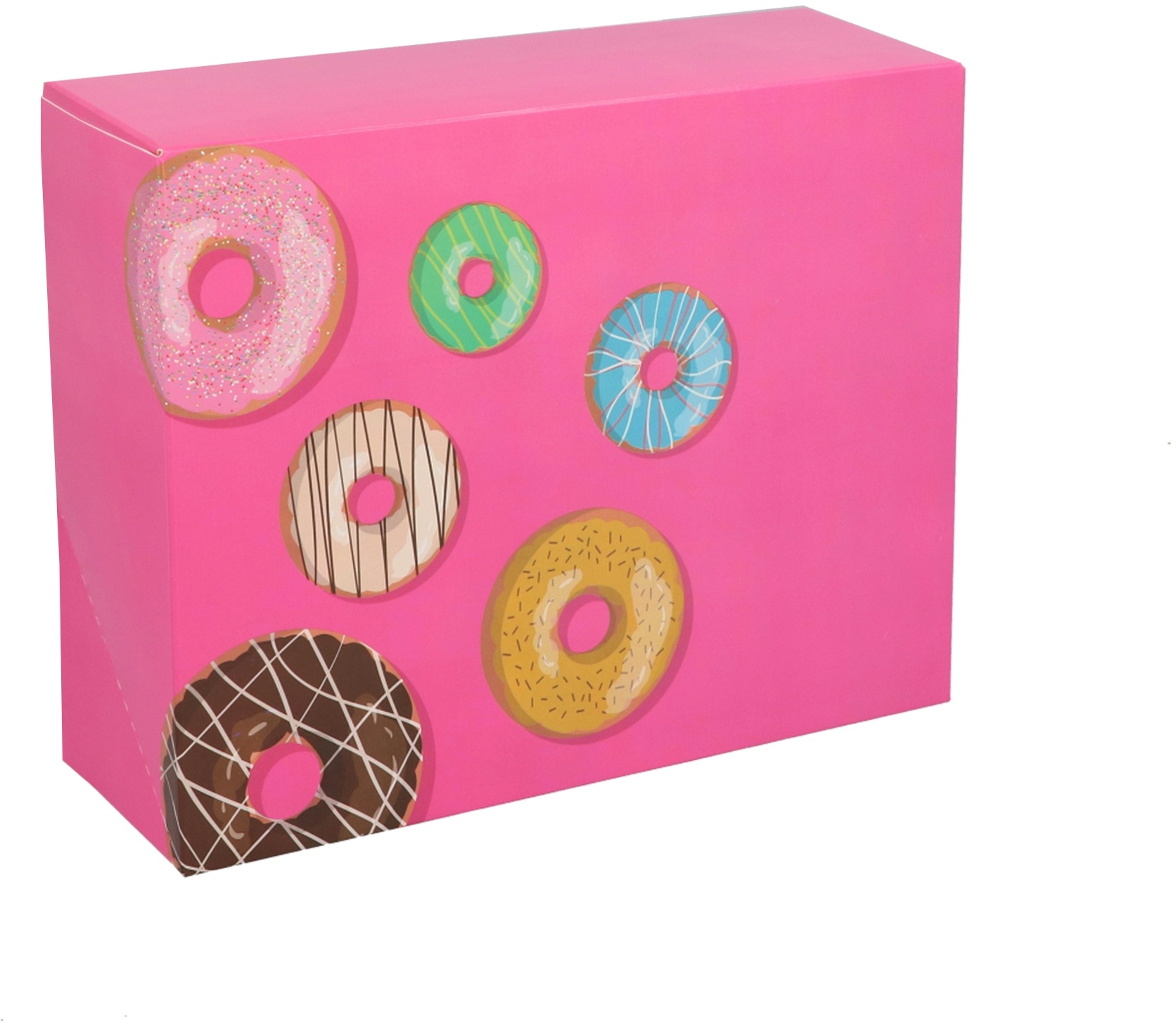 Nette 100 Donut Karton Faltschachteln "Happy Donuts" 260x200x80mm