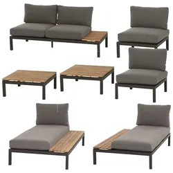 Gartenlounge-Set SIENA GARDEN "Alvida", schwarz (anthrazit, braun, anthrazit, anthrazit), Aluminium, Sitzmöbel-Sets