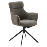MCA Furniture MCA PELION 4 Fuß Stuhl mit Armlehnen Stahl/Stoffbezug 360° drehbar - Schlamm / Schwarz