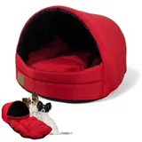 ODOLPLUSZ Hundehütte Hundehöhle Exklusives Haus Hund oder Katze | 2 Größen Komfortabel und Waschbar (Rot, M)