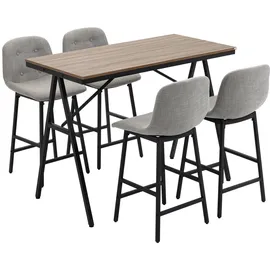 Homcom Bartisch mit Barhocker Set 5-Teilig Stahl Hellgrau 120 x 60 x 91 cm