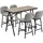 Homcom Bartisch mit Barhocker Set 5-Teilig Stahl Hellgrau 120 x 60 x 91 cm